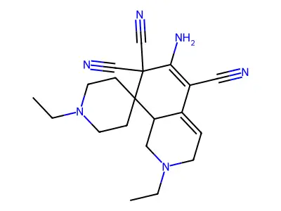 6-amino-1',2-diethylspiro[3,8a-dihydro-1H-isoquinoline-8,4'-piperidine]-5,7,7-tricarbonitrile structure