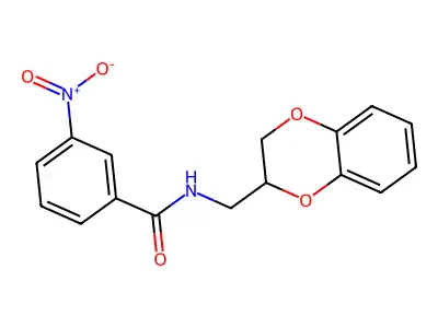 N-(2,3-dihydro-1,4-benzodioxin-3-ylmethyl)-3-nitrobenzamide structure