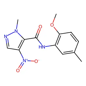 N-(2-methoxy-5-methylphenyl)-1-methyl-4-nitro-1H-pyrazole-5-carboxamide structure