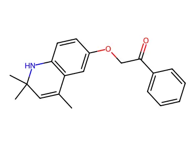 1-phenyl-2-[(2,2,4-trimethyl-1H-quinolin-6-yl)oxy]ethanone structure