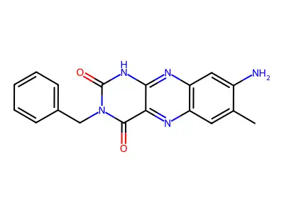8-amino-3-benzyl-7-methylbenzo[g]pteridine-2,4(1H,3H)-dione structure