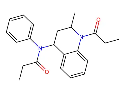 N-(2-methyl-1-propanoyl-3,4-dihydro-2H-quinolin-4-yl)-N-phenylpropanamide structure