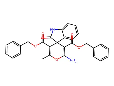 Dibenzyl 2'-amino-6'-methyl-2-oxospiro[indoline-3,4'-pyran]-3',5'-dicarboxylate structure