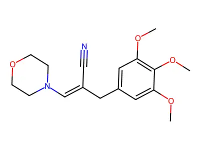 3,4,5-Trimethoxy-I+/--(4-morpholinylmethylene)benzenepropanenitrile structure