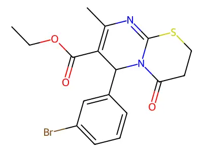 ethyl 6-(3-bromophenyl)-8-methyl-4-oxo-2H,3H,4H,6H-pyrimido[2,1-b][1,3]thiazine-7-carboxylate structure