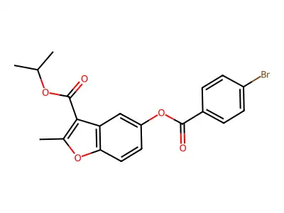 Isopropyl 5-[(4-bromobenzoyl)oxy]-2-methyl-1-benzofuran-3-carboxylate structure