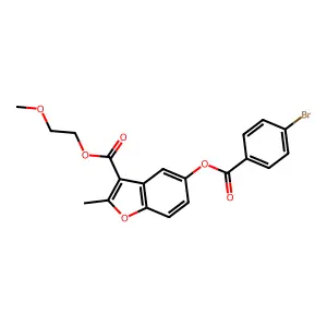2-Methoxyethyl 5-((4-bromobenzoyl)oxy)-2-methylbenzofuran-3-carboxylate structure