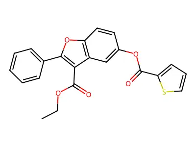 Ethyl 2-phenyl-5-(thiophene-2-carbonyloxy)-1-benzofuran-3-carboxylate structure