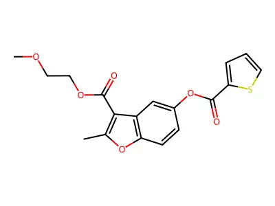 2-Methoxyethyl 2-methyl-5-(thiophene-2-carbonyloxy)-1-benzofuran-3-carboxylate structure