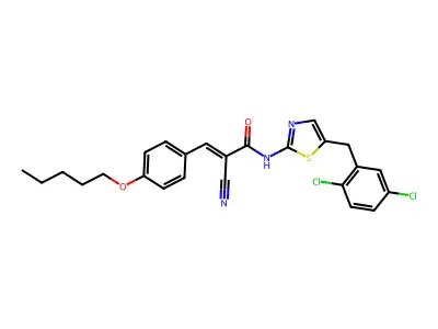 (2E)-N-{5-[(2,5-dichlorophenyl)methyl](1,3-thiazol-2-yl)}-2-cyano-3-(4-pentylo xyphenyl)prop-2-enamide structure