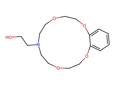2-(Octahydro-5,8,14,17-tetraoxa-11-aza-benzocyclopentadecen-11-YL)-ethanol structure
