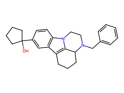 1-(3-benzyl-2,3,3a,4,5,6-hexahydro-1H-pyrazino[3,2,1-jk]carbazol-8-yl)cyclopentanol structure