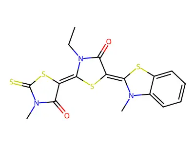 4-Thiazolidinone, 3-ethyl-5-(3-methyl-2(3H)-benzothiazolylidene)-2-(3-methyl-4-oxo-2-thioxo-5-thiazolidinylidene)- structure