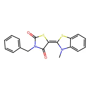 (5Z)-3-benzyl-5-(3-methyl-1,3-benzothiazol-2-ylidene)-1,3-thiazolidine-2,4-dione structure