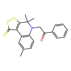 1-Phenyl-2-(4,4,8-trimethyl-1-sulfanylidenedithiolo[3,4-c]quinolin-5-yl)ethanone structure