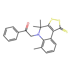 1-Phenyl-2-(4,4,6-trimethyl-1-sulfanylidenedithiolo[3,4-c]quinolin-5-yl)ethanone structure