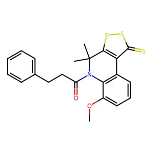 6-methoxy-4,4-dimethyl-5-(3-phenylpropanoyl)-4,5-dihydro-1H-[1,2]dithiolo[3,4-c]quinoline-1-thione structure