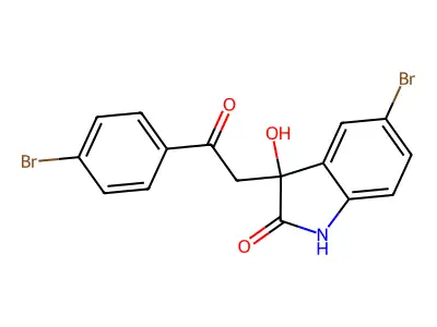 5-Bromo-3-(2-(4-bromophenyl)-2-oxoethyl)-3-hydroxyindolin-2-one structure