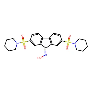 2,7-bis(piperidin-1-ylsulfonyl)-9H-fluoren-9-one oxime structure