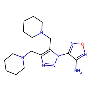 4-[4,5-Bis(piperidin-1-ylmethyl)triazol-1-yl]-1,2,5-oxadiazol-3-amine structure