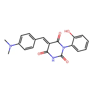 (5Z)-5-[(4-dimethylaminophenyl)methylidene]-1-(2-hydroxyphenyl)-1,3-diazinane-2,4,6-trione structure