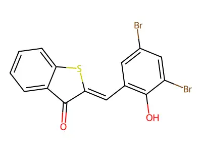 (2Z)-2-[(3,5-dibromo-2-hydroxyphenyl)methylidene]-1-benzothiophen-3-one structure