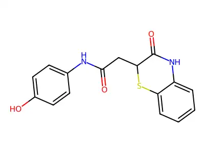 N-(4-hydroxyphenyl)-2-(3-oxo-3,4-dihydro-2H-1,4-benzothiazin-2-yl)acetamide structure