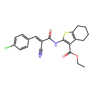 ethyl 2-[(2Z)-3-(4-chlorophenyl)-2-cyanoprop-2-enamido]-4,5,6,7-tetrahydro-1-benzothiophene-3-carboxylate structure