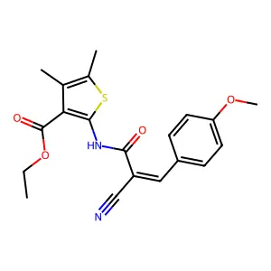ethyl 2-[(2Z)-2-cyano-3-(4-methoxyphenyl)prop-2-enamido]-4,5-dimethylthiophene-3-carboxylate structure