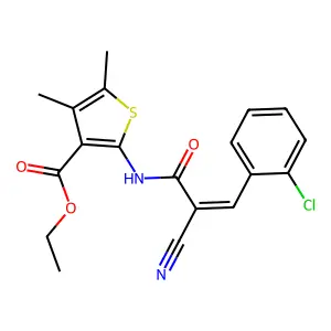 ethyl 2-[(2Z)-3-(2-chlorophenyl)-2-cyanoprop-2-enamido]-4,5-dimethylthiophene-3-carboxylate structure