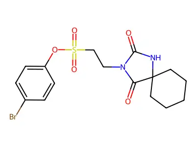 4-Bromophenyl 2-(2,4-dioxo-1,3-diazaspiro[4.5]decan-3-yl)ethanesulfonate structure