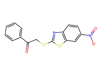 2-((6-Nitrobenzo[d]thiazol-2-yl)thio)-1-phenylethanone structure