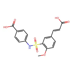 4-[({5-[(E)-2-carboxyethenyl]-2-methoxyphenyl}sulfonyl)amino]benzoic acid structure
