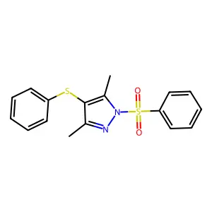 1-(Benzenesulfonyl)-3,5-dimethyl-4-phenylsulfanylpyrazole structure