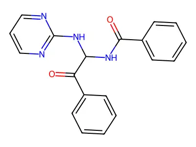 N-[2-oxo-2-phenyl-1-(pyrimidin-2-ylamino)ethyl]benzamide structure