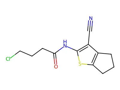 4-chloro-N-(3-cyano-5,6-dihydro-4H-cyclopenta[b]thiophen-2-yl)butanamide structure