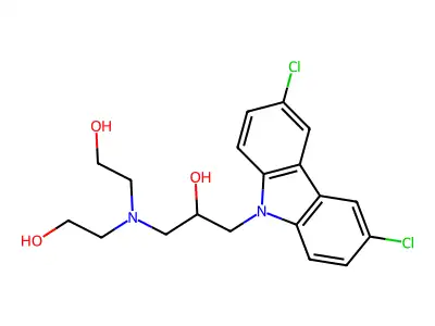 1-[Bis-(2-hydroxy-ethyl)-amino]-3-(3,6-dichloro-carbazol-9-yl)-propan-2-ol structure