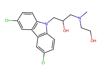 1-(3,6-dichloro-9H-carbazol-9-yl)-3-[(2-hydroxyethyl)(methyl)amino]propan-2-ol structure