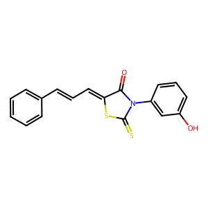 (Z)-3-(3-hydroxyphenyl)-5-((E)-3-phenylallylidene)-2-thioxothiazolidin-4-one structure