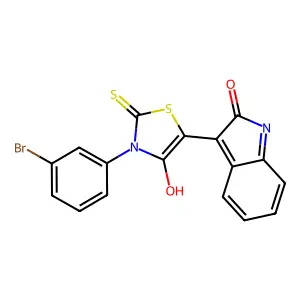 (3Z)-3-[3-(3-bromophenyl)-4-oxo-2-thioxo-1,3-thiazolidin-5-ylidene]-1,3-dihydro-2H-indol-2-one structure
