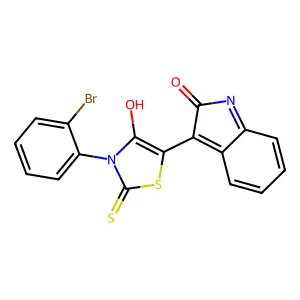 (3Z)-3-[3-(2-bromophenyl)-4-oxo-2-thioxo-1,3-thiazolidin-5-ylidene]-1,3-dihydro-2H-indol-2-one structure
