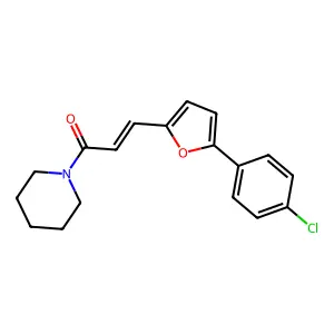 (2E)-3-[5-(4-chlorophenyl)furan-2-yl]-1-(piperidin-1-yl)prop-2-en-1-one structure