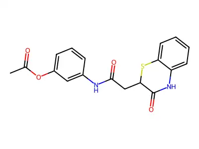 3-(2-(3-oxo-3,4-dihydro-2H-benzo[b][1,4]thiazin-2-yl)acetamido)phenyl acetate structure