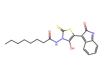 (Z)-N-(4-oxo-5-(2-oxoindolin-3-ylidene)-2-thioxothiazolidin-3-yl)octanamide structure