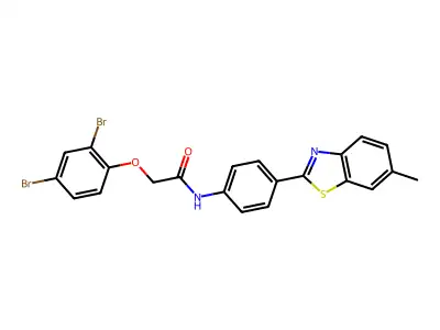 2-(2,4-dibromophenoxy)-N-[4-(6-methyl-1,3-benzothiazol-2-yl)phenyl]acetamide structure