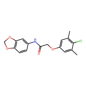 N-(1,3-benzodioxol-5-yl)-2-(4-chloro-3,5-dimethylphenoxy)acetamide structure