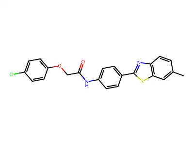 2-(4-chlorophenoxy)-N-[4-(6-methyl-1,3-benzothiazol-2-yl)phenyl]acetamide structure