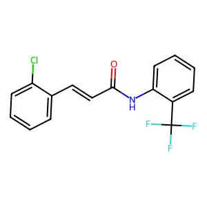 (E)-3-(2-chlorophenyl)-N-[2-(trifluoromethyl)phenyl]prop-2-enamide structure