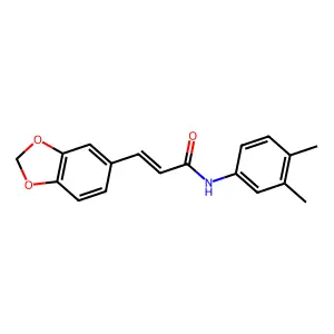3-(1,3-benzodioxol-5-yl)-N-(3,4-dimethylphenyl)prop-2-enamide structure