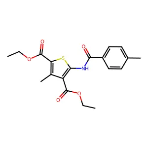Diethyl 3-methyl-5-(4-methylbenzamido)thiophene-2,4-dicarboxylate structure